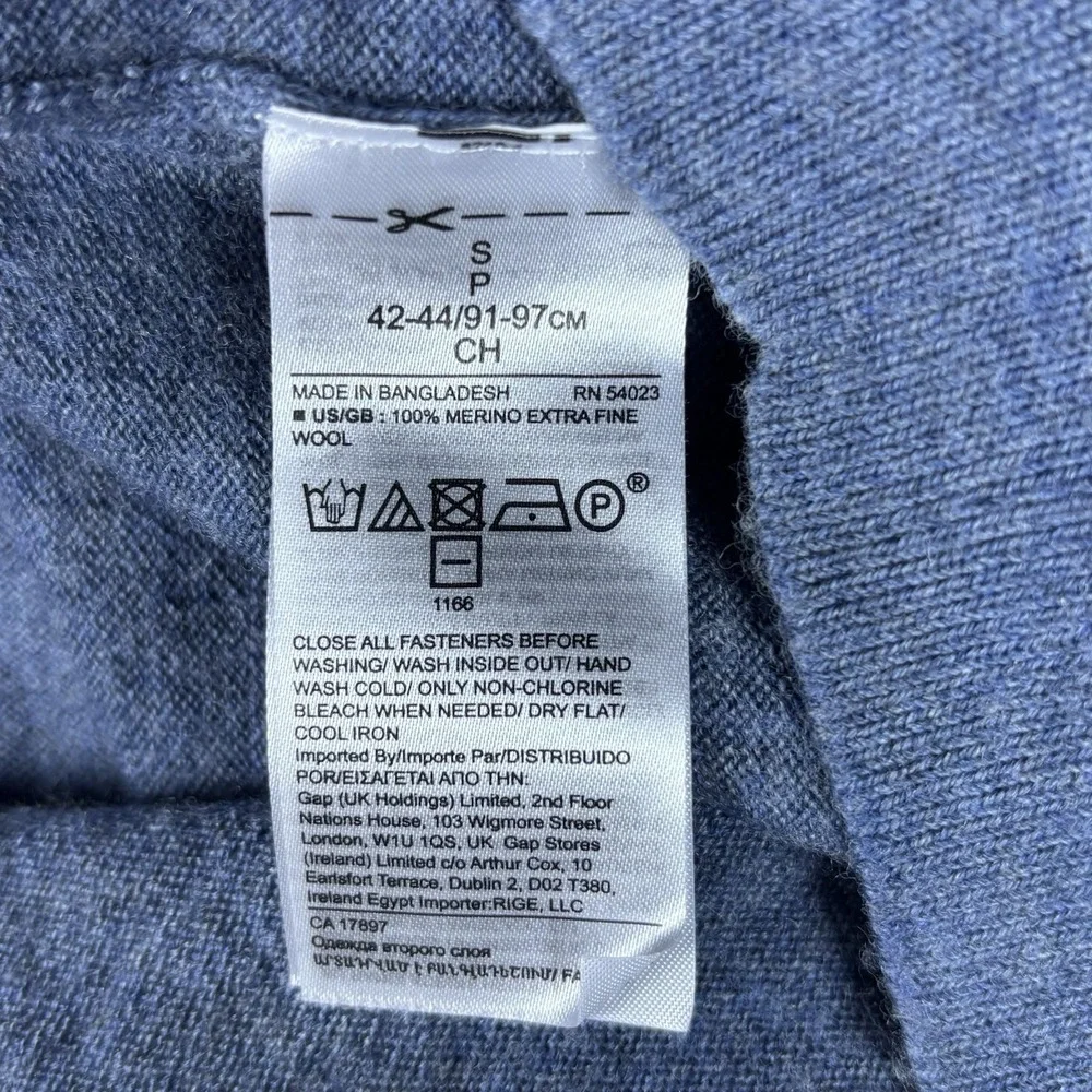 Banana Republic 100% Merino Wool 1/4 Zip Sweater Blue Men's Small S Pullover